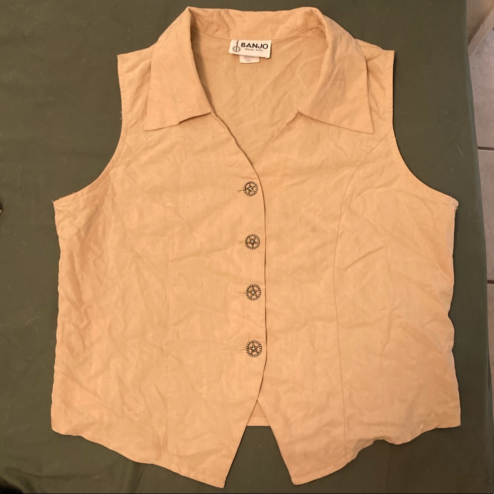 SOLD Vintage Button Up Sleeveless Western Collar Shirt